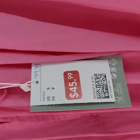 NWT H&M Balloon Sleeve Mini Flare Pink Dress - Picture 7 of 7